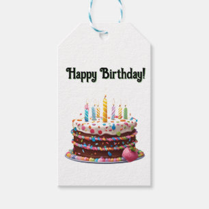 Étiquettes-cadeau Joyeuse fête cadeau de gâteau d'anniversaire