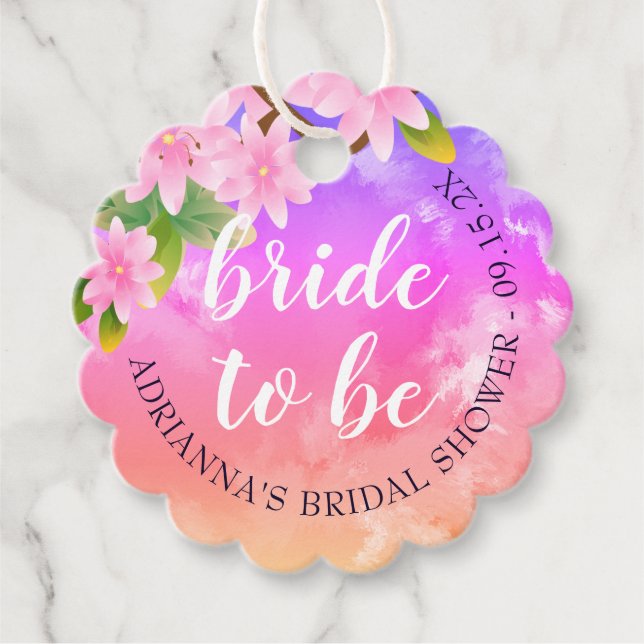 Étiquettes Cadeau Joyeuse Fête de Mariée "Mariée à venir" aux Couleu (Devant)