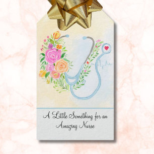 Étiquettes-cadeau Joyeuse Fête des Infirmières Fleur Stéthoscope App