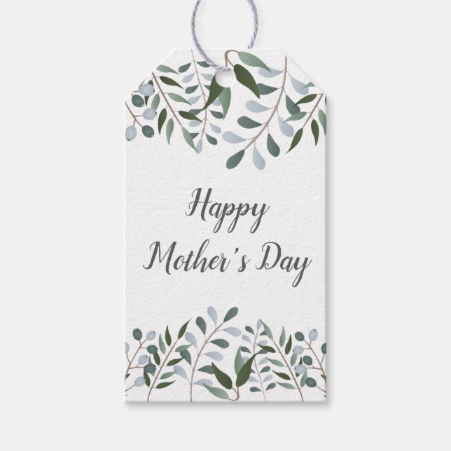 Étiquettes-cadeau Joyeuse Fête des mères Eucalyptus Verdure Floral (Devant)