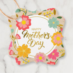 Étiquettes Cadeau Joyeuse Fête des Mères I Floral Aquarelle Coloré