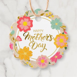 Étiquettes Cadeau Joyeuse Fête des Mères I Floral Aquarelle Coloré