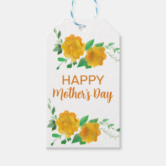 Étiquettes-cadeau Joyeuse Fête des Mères Orange Rose Floral Tags cad