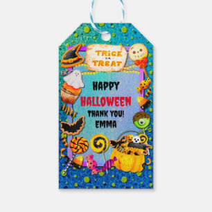 Étiquettes-cadeau Joyeuse fête d'Halloween remplie de friandises