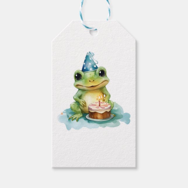 Étiquettes-cadeau Joyeuse grenouille mignonne d'anniversaire (Devant)