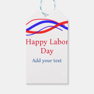 Étiquettes-cadeau Joyeuse journée de travail rouge bleu américain aj