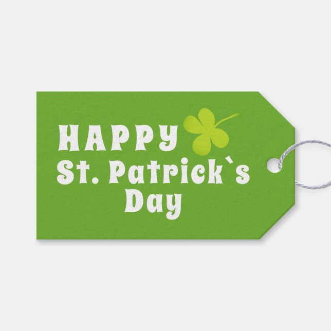 Étiquettes-cadeau Joyeuse Saint Patrick`s day Green Lucky Shamrock (Devant (Horizontal))
