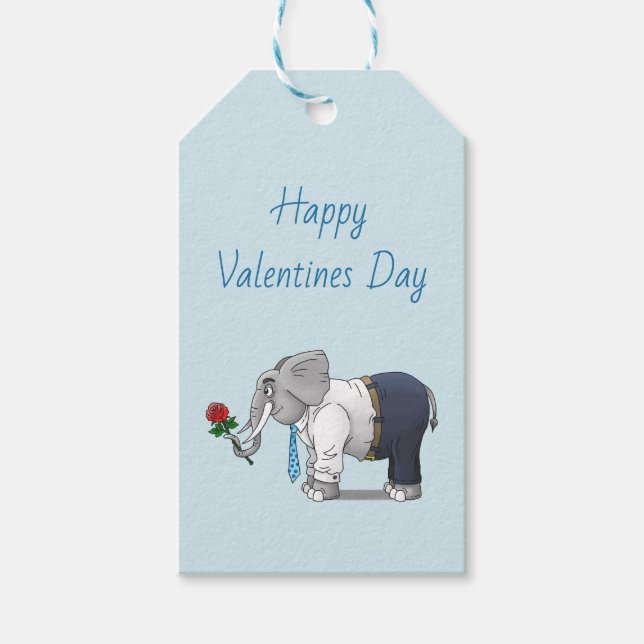 Étiquettes-cadeau Joyeuse Saint-Valentin aux éléphants (Devant)
