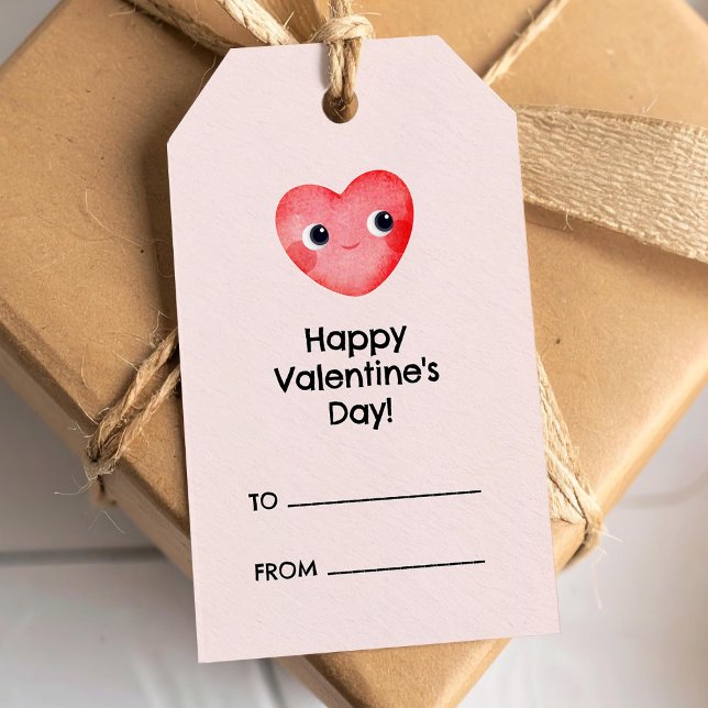Étiquettes-cadeau Joyeuse Saint-Valentin avec un coeur de bébé migno (Créateur téléchargé)