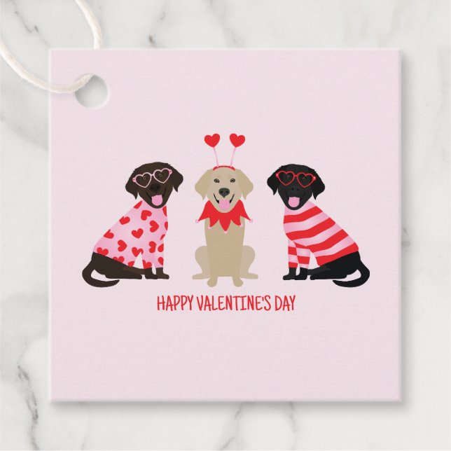 Étiquettes Cadeau Joyeuse Saint-Valentin Chiens Labrador Retriever (Devant)