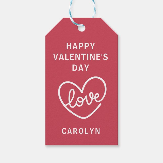 Étiquettes-cadeau Joyeuse Saint-Valentin Cœur Amour (Devant)