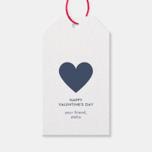Étiquettes-cadeau Joyeuse Saint Valentin Cœur Simple Points Bleu Mar