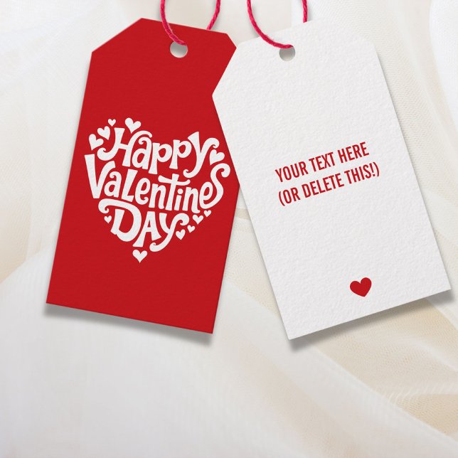 Étiquettes-cadeau Joyeuse Saint-Valentin Cœurs (Happy Valentine's Day Hearts Gift Tags)