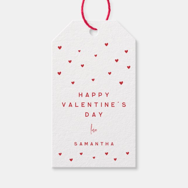 Étiquettes-cadeau Joyeuse Saint-Valentin coeurs rouges  (Devant)