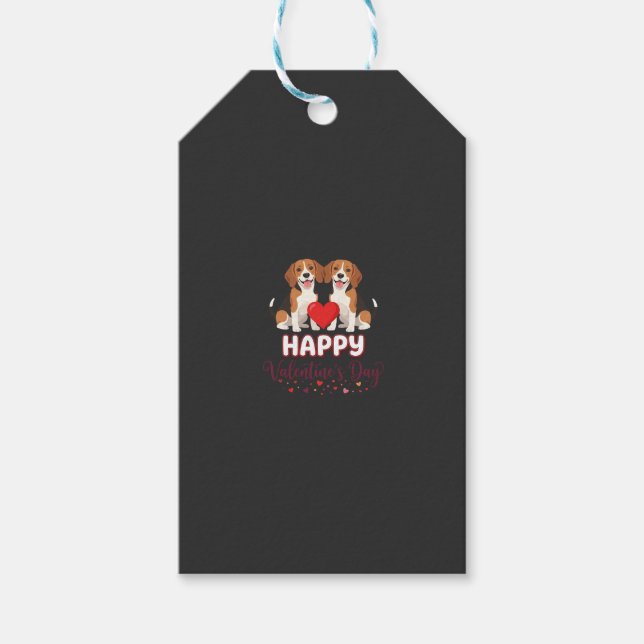 Étiquettes-cadeau Joyeuse Saint-Valentin Couple Beagle (Devant)
