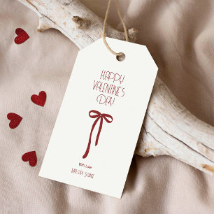 Étiquettes-cadeau Joyeuse Saint-Valentin – Nœud Ruban Minimal