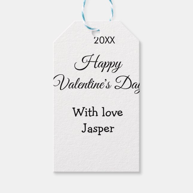 Étiquettes-cadeau Joyeuse Saint-Valentin nom amour simple année styl (Devant)