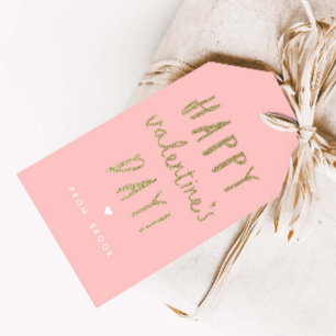 Étiquettes-cadeau Joyeuse Saint-Valentin Paillettes Dorées