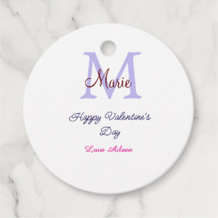 Étiquettes Cadeau Joyeuse Saint-Valentin pastel violet monogramme ro