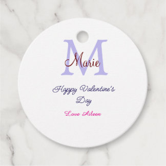 Étiquettes Cadeau Joyeuse Saint-Valentin pastel violet monogramme ro