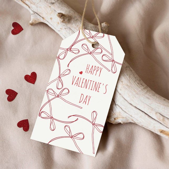 Étiquettes-cadeau Joyeuse Saint-Valentin – Rubans | Amour Minimalist (Créateur téléchargé)