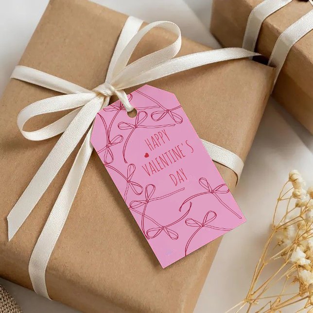 Étiquettes-cadeau Joyeuse Saint-Valentin – Rubans | Amour Minimalist (Créateur téléchargé)