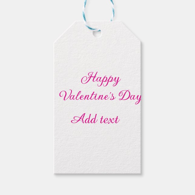 Étiquettes-cadeau Joyeuse Saint-Valentin texte rose nom message (Devant)