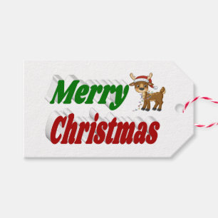 Étiquettes-cadeau Joyeuse typographie de Christmas Reindeer