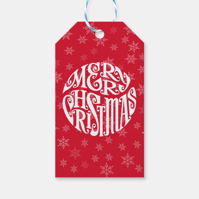Étiquettes-cadeau Joyeuse typographie de Noël Joyeux voeux (Devant)