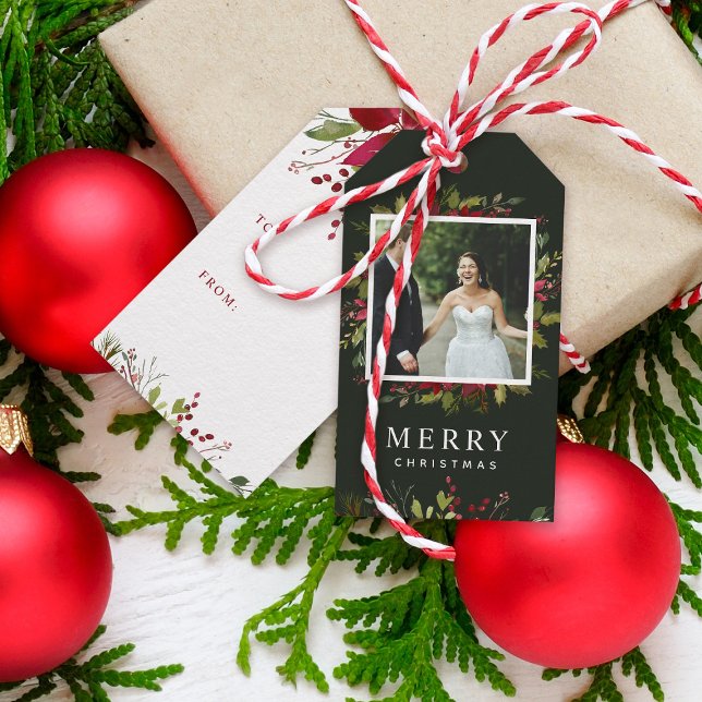 Étiquettes-cadeau Joyeuse verdure Photo personnalisée Joyeux Noël (Créateur téléchargé)