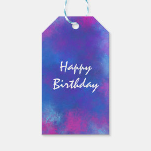 Étiquettes-cadeau Joyeuses couleurs Abstraites d'anniversaire en ble