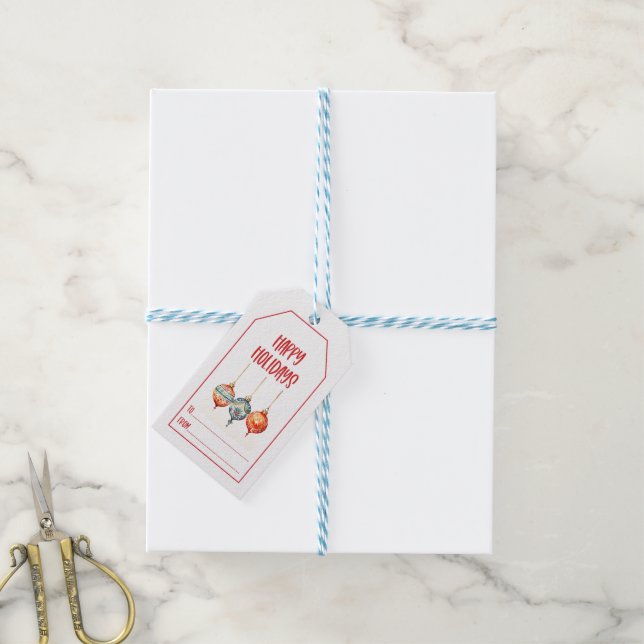 Étiquettes-cadeau Joyeuses Fêtes (Avec de laficelle)