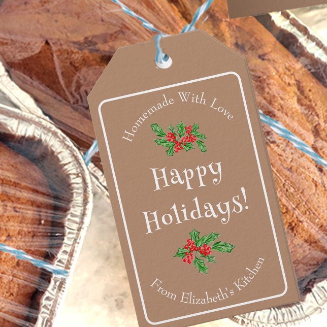 Étiquettes-cadeau Joyeuses fêtes Baking Cadeau Brown modifiable (Créateur téléchargé)