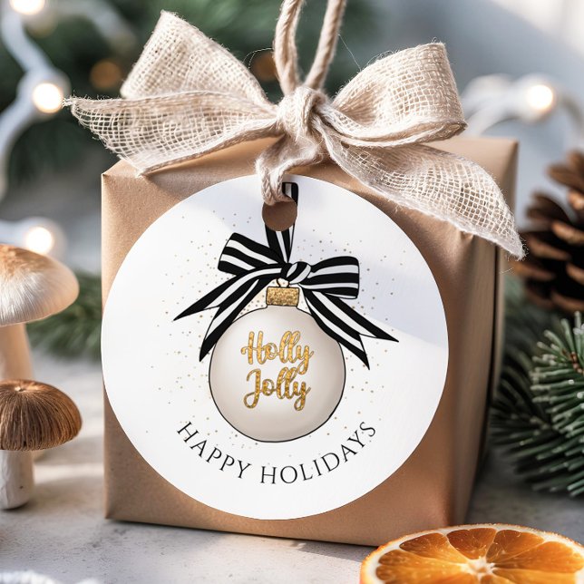 Étiquettes Cadeau Joyeuses Fêtes Boule de Noël  (Happy Holidays Christmas Bauble Favor Tags)