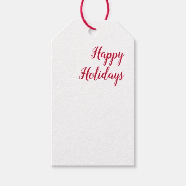 Étiquettes-cadeau Joyeuses fêtes écriture de Noël rouge blanc (Devant)