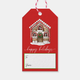Étiquettes-cadeau Joyeuses fêtes Gingerbread Maison Noël