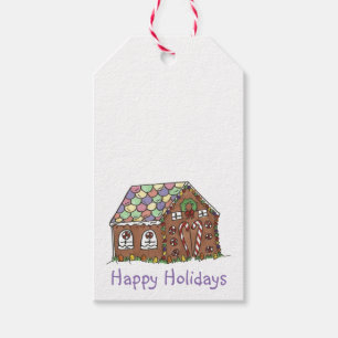 Étiquettes-cadeau Joyeuses Fêtes Gingerbread Maison Noël bonbon