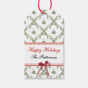 Étiquettes-cadeau Joyeuses Fêtes Gui Rouge à Ruban Noël Personnalisé