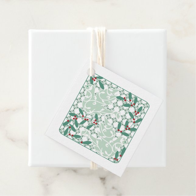 Étiquettes Cadeau Joyeuses fêtes | Holly et Doves (En situation)