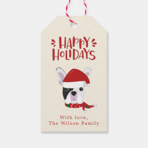 Étiquettes-cadeau Joyeuses fêtes - Joli Noël de Bulldog Français