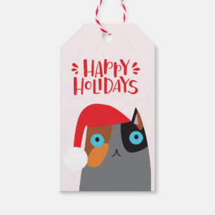 Étiquettes-cadeau Joyeuses fêtes - Joli Noël Père Noël Cat Carto