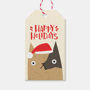 Étiquettes-cadeau Joyeuses fêtes - Joli Noël Père Noël Cat Carto