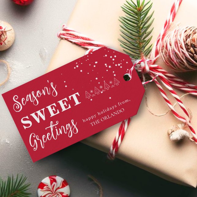 Étiquettes-cadeau Joyeuses Fêtes Noël Blanc Rouge (Créateur téléchargé)