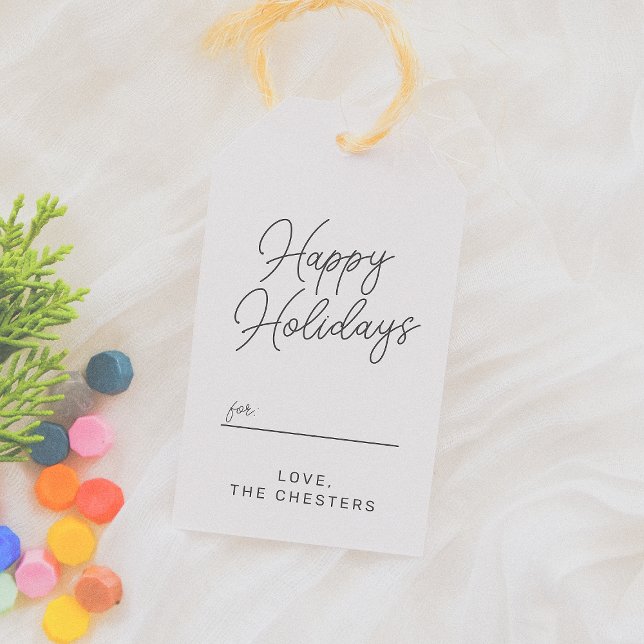 Étiquettes-cadeau Joyeuses fêtes | Noël de script moderne (Créateur téléchargé)