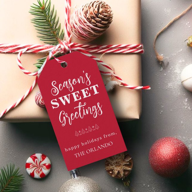 Étiquettes-cadeau Joyeuses Fêtes Noël Fête Rouge Blanc (Créateur téléchargé)