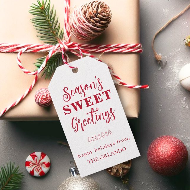 Étiquettes-cadeau Joyeuses Fêtes Noël Rouge Blanc (Créateur téléchargé)