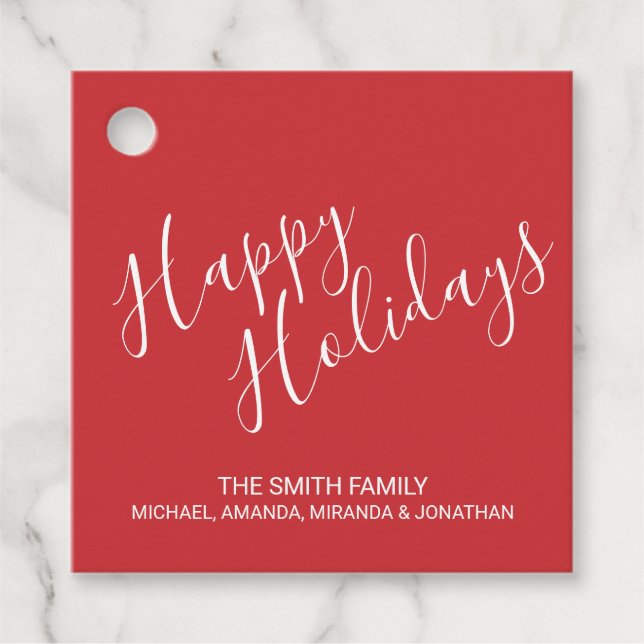 Étiquettes Cadeau 'Joyeuses fêtes' Rouge festif (Devant)