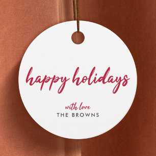 Étiquettes Cadeau Joyeuses fêtes Script minimaliste moderne de Noë