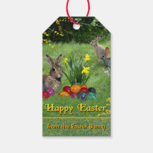 Étiquettes-cadeau Joyeuses Pâques du lapin de Pâques