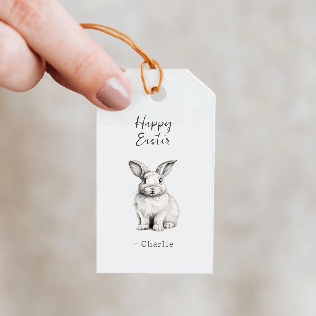 Étiquettes-cadeau Joyeuses Pâques Lapin Mignon (Créateur téléchargé)